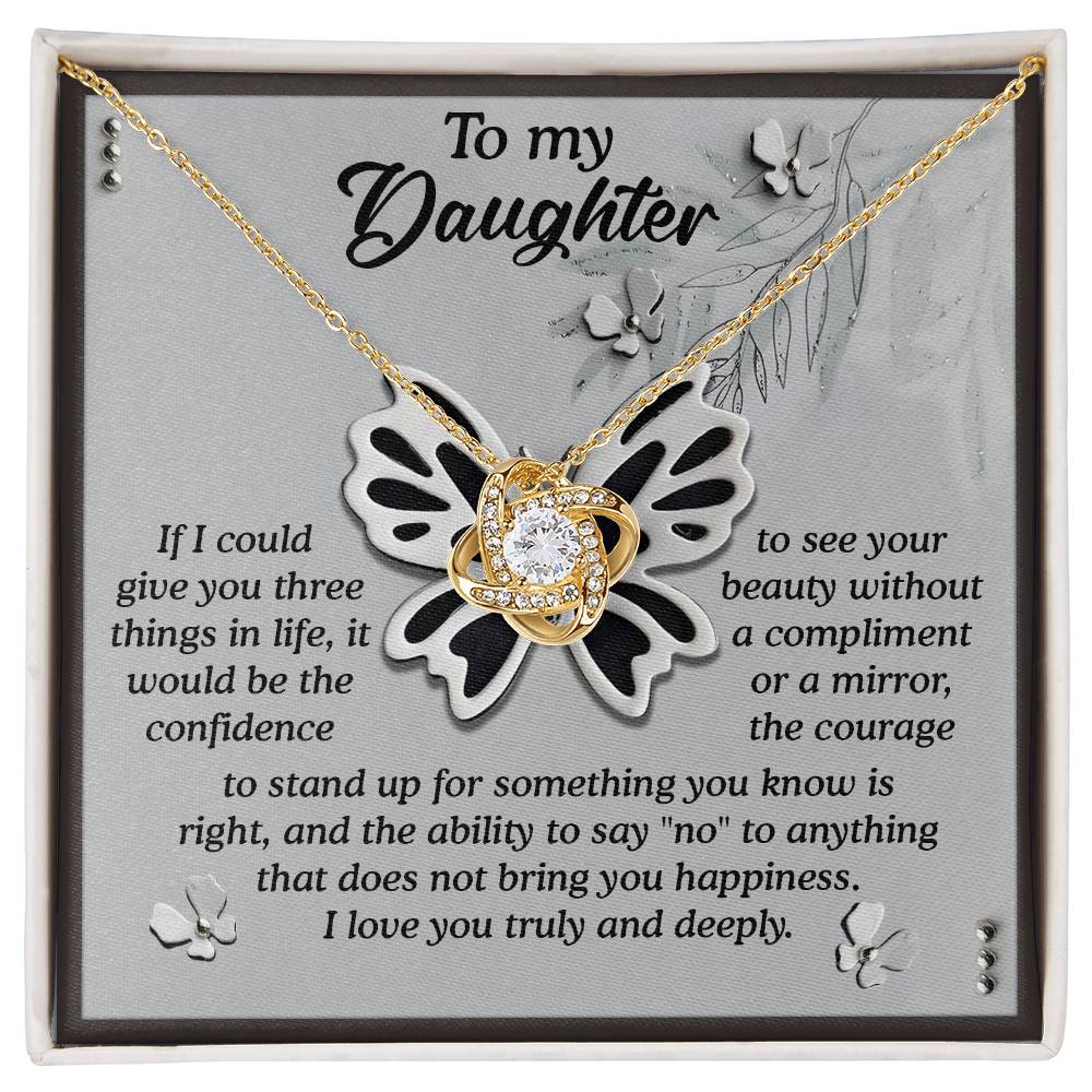 Custom message card greeting from Dad to daughter, includes love knot pendant necklace just for her on her birthday, graduation , wedding. Printed and shipped from USA