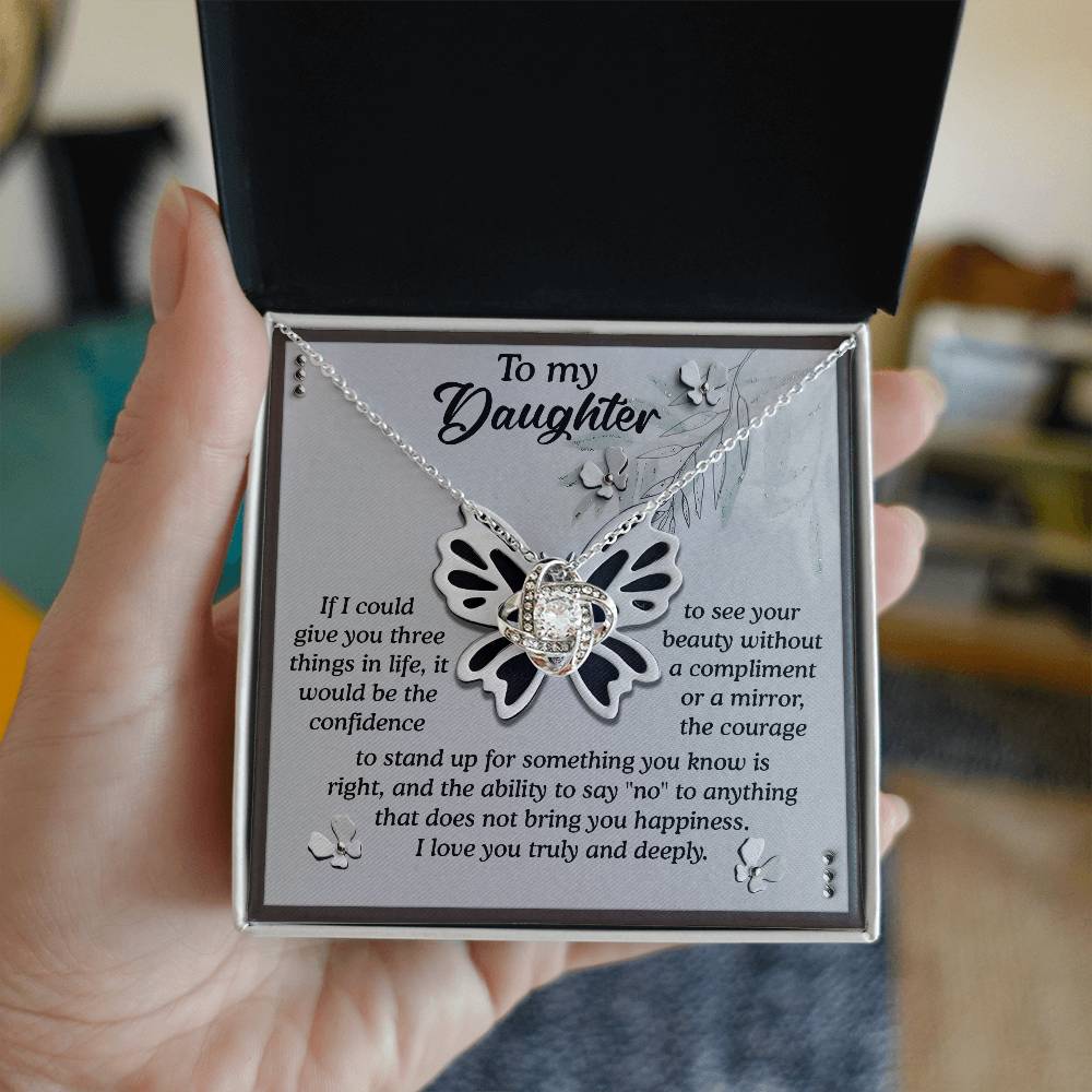Custom message card greeting from Dad to daughter, includes love knot pendant necklace just for her on her birthday, graduation , wedding. Printed and shipped from USA