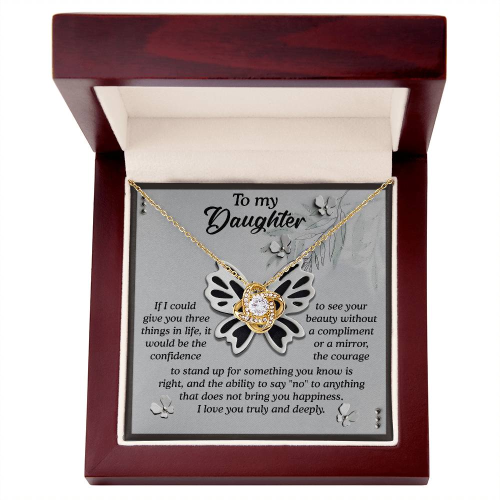 Custom message card greeting from Dad to daughter, includes love knot pendant necklace just for her on her birthday, graduation , wedding. Printed and shipped from USA