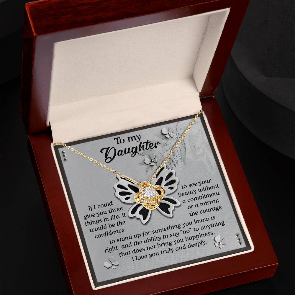 Custom message card greeting from Dad to daughter, includes love knot pendant necklace just for her on her birthday, graduation , wedding. Printed and shipped from USA