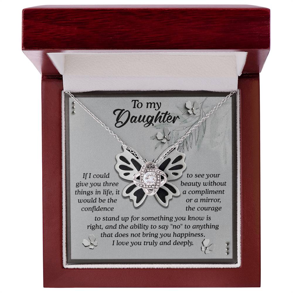 Custom message card greeting from Dad to daughter, includes love knot pendant necklace just for her on her birthday, graduation , wedding. Printed and shipped from USA