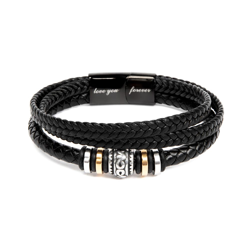 To my dad-to-be special message from bump. stainless steel with beads and vegan leather bracelet for the man in your life.