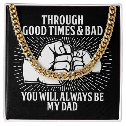 Father´s day present for dad. Cuban link chain with message card for dad on birthday and other holiday celebrations.