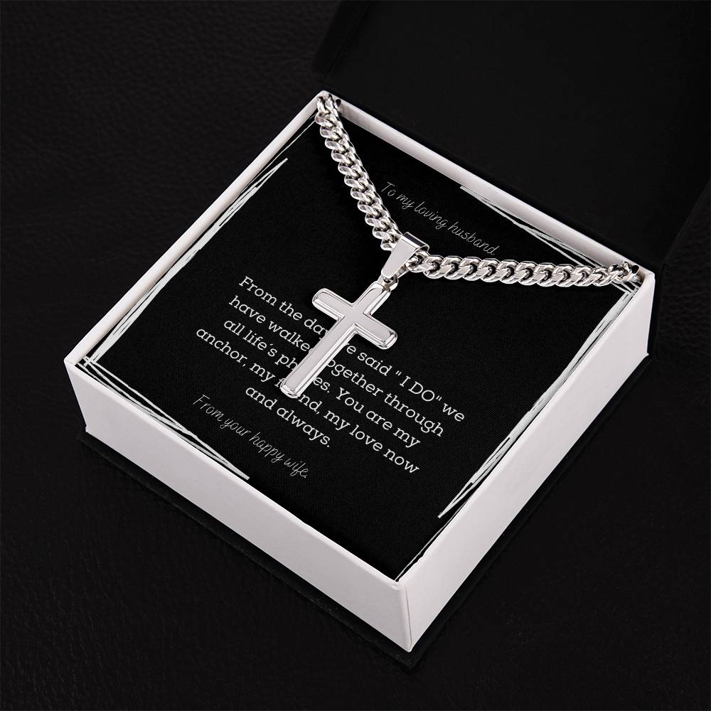 To my loving husband, silver cross gift for your anniversary, birthday, valentines day gift