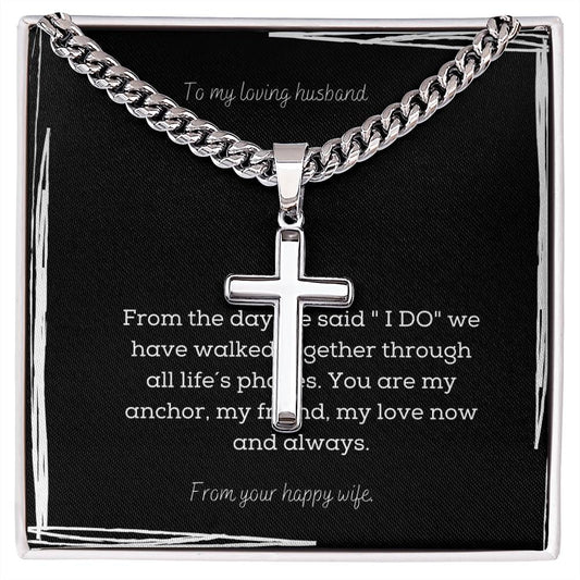 To my loving husband, silver cross gift for your anniversary, birthday, valentines day gift