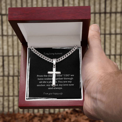 To my loving husband, silver cross gift for your anniversary, birthday, valentines day gift