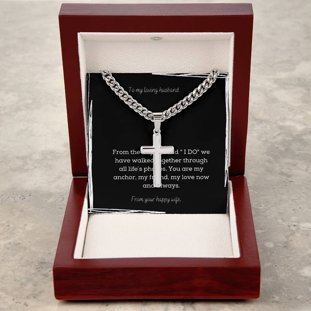 To my loving husband, silver cross gift for your anniversary, birthday, valentines day gift