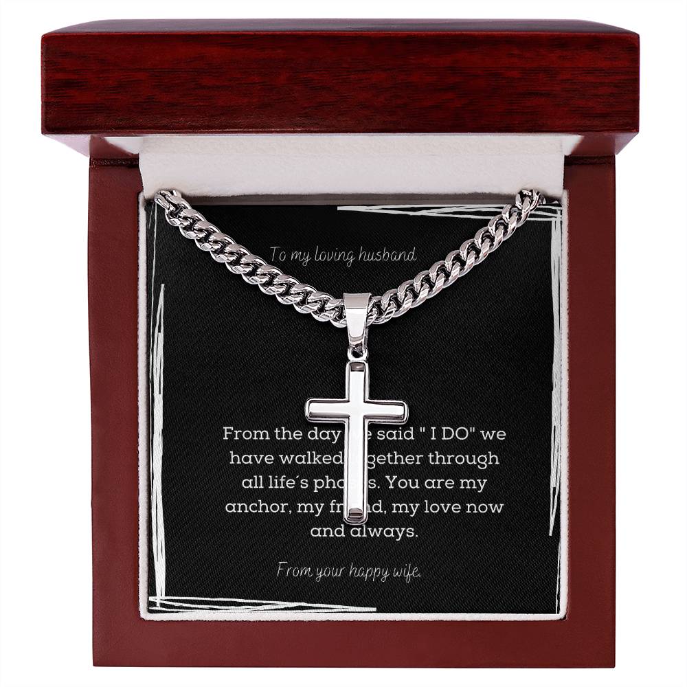 To my loving husband, silver cross gift for your anniversary, birthday, valentines day gift