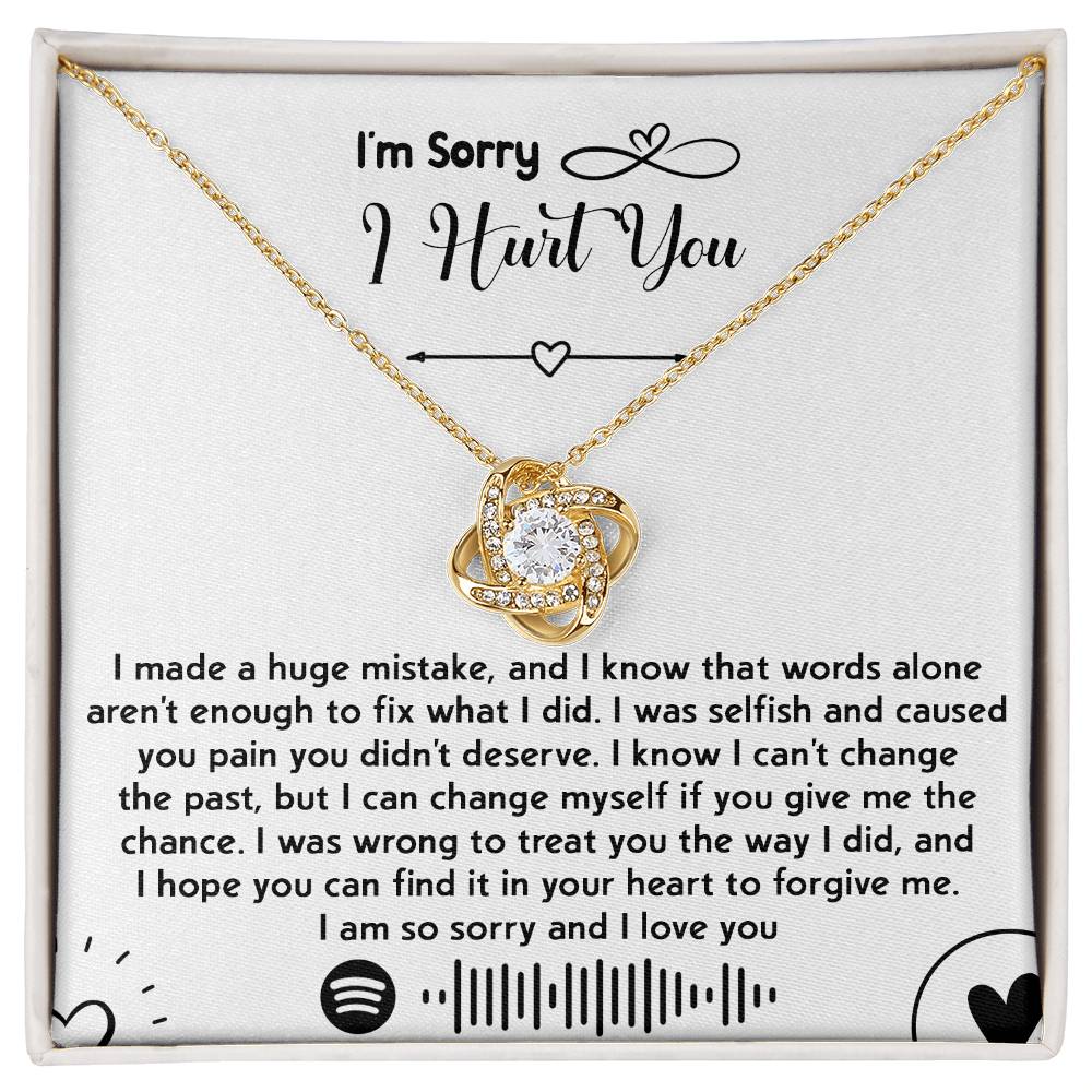 I´m so sorry for my mistakes, apologize with this beautiful love knot pendant necklace that will melt her heart, comes with message card.