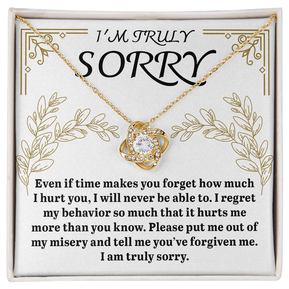 Letter of apology to the one that I have hurt so badly, includes a love knot pendant necklace. Printed and shipped from USA