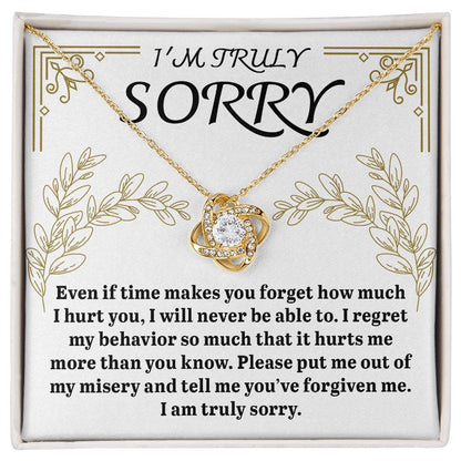 Letter of apology to the one that I have hurt so badly, includes a love knot pendant necklace. Printed and shipped from USA