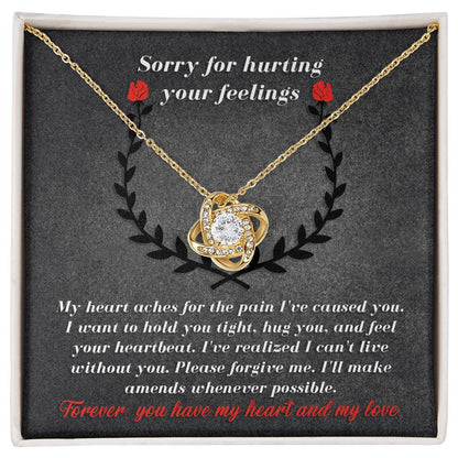 Message card with a hint of Halloween, sorry for hurting your feelings, comes with love knot necklace a luxury jewelry box. Printed and shipped from USA