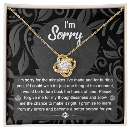 Apologize to your loved one with this message card with love knot necklace, Surprise them with this gorgeous gift today!