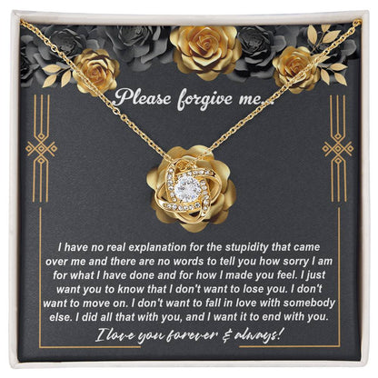 Please forgive me, apology message card with love knot necklace, printed and shipped from USA.