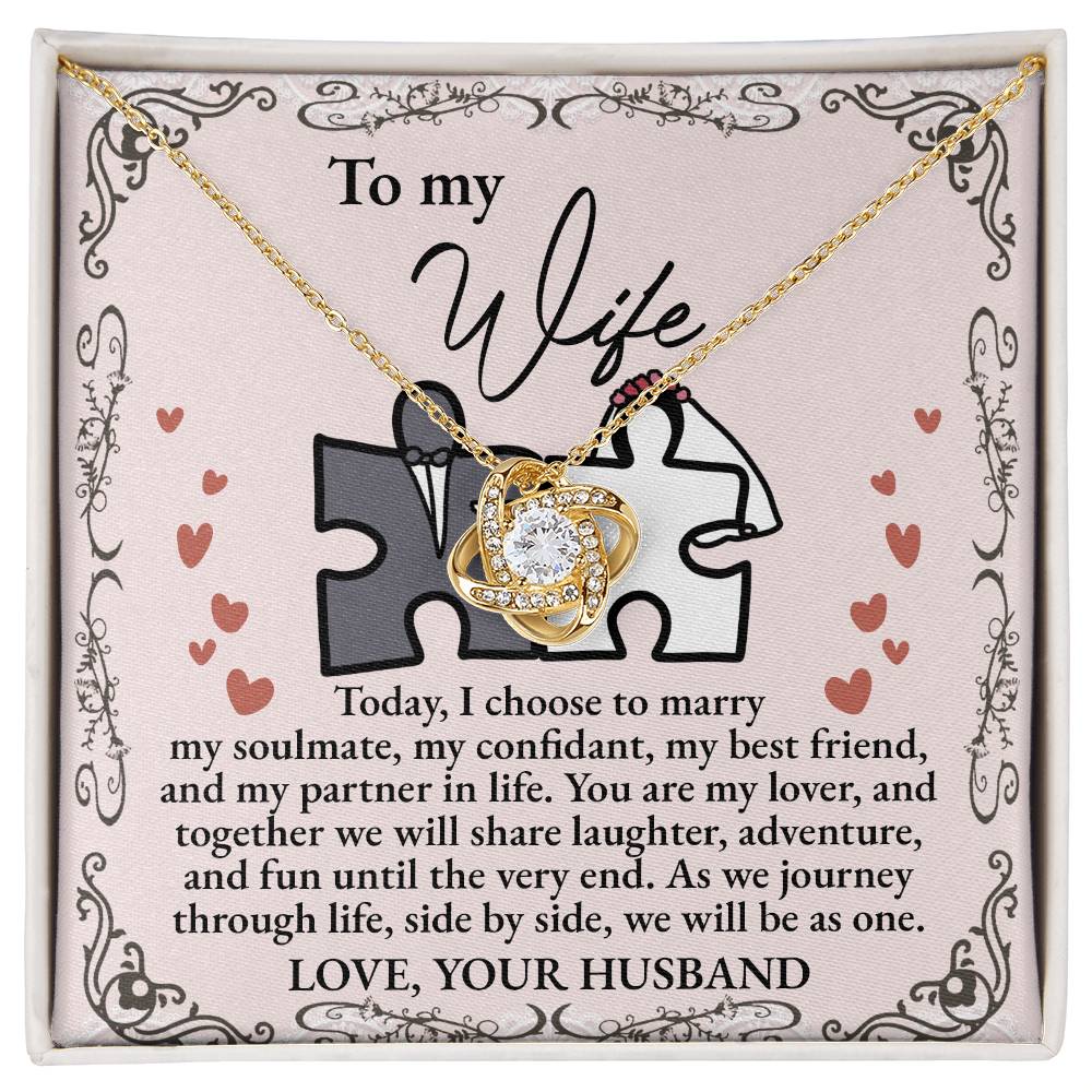 To my wife to be, lovely gift of love knot pendant necklace to gift her on your wedding day.