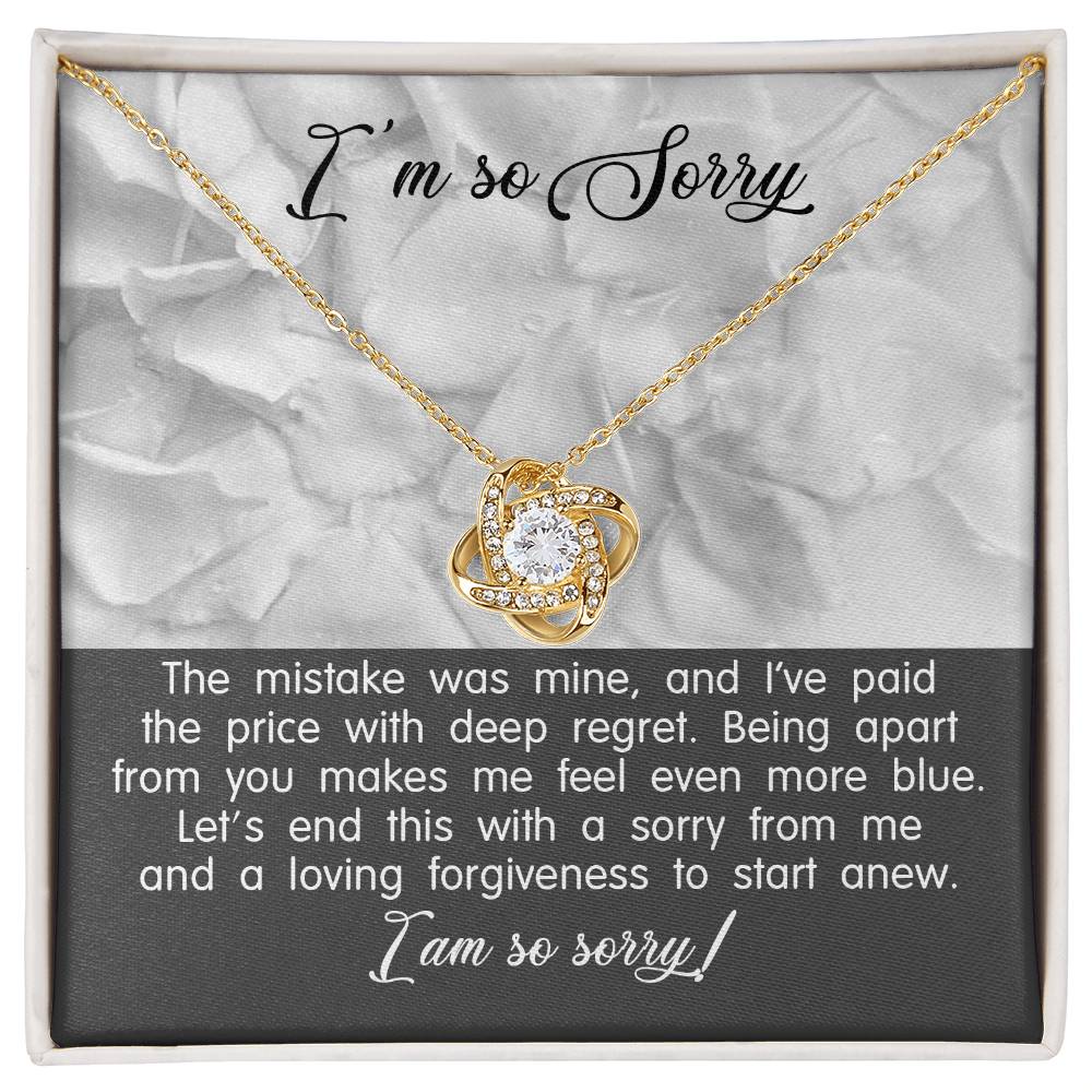 Romantic sorry message for your love, deeply remorseful for the pain I caused you, with message cad and pedant necklace.