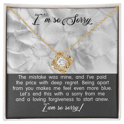 Romantic sorry message for your love, deeply remorseful for the pain I caused you, with message cad and pedant necklace.