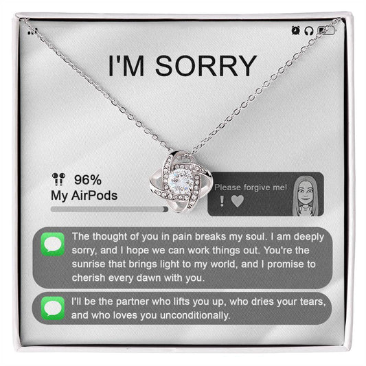 Sorry for causing you pain, sincere apology to loved one, message card with pendant necklace.