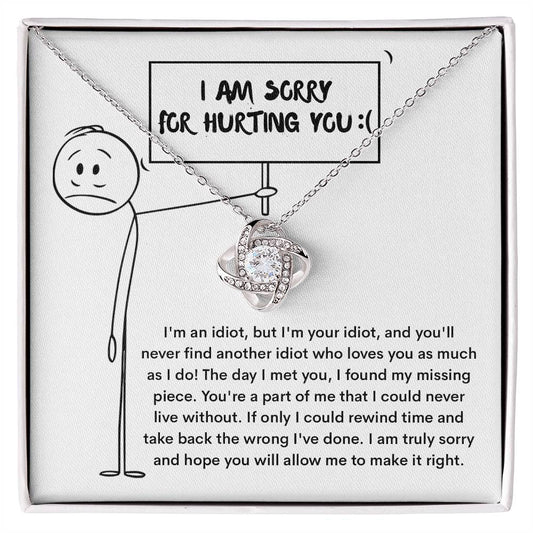 I owe you an apology, let me make things right, with this message card and love knot necklace, let them know that you are truly sorry!