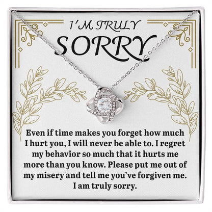 Letter of apology to the one that I have hurt so badly, includes a love knot pendant necklace. Printed and shipped from USA