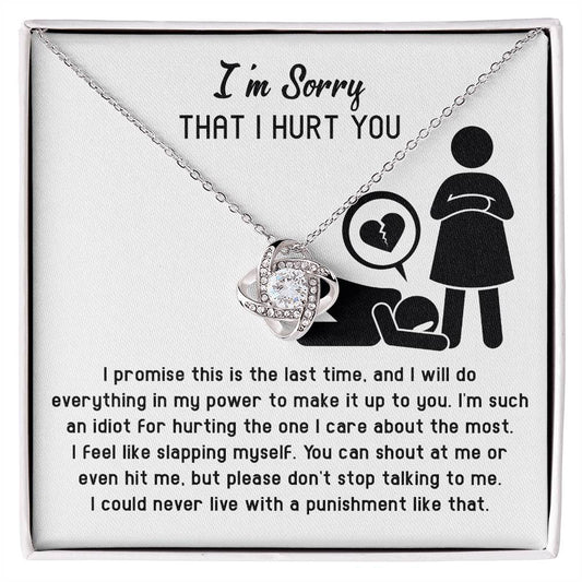 Heartfelt apology and commitment to change. Let them know you are sorry with this message card that includes a love knot pendant necklace.