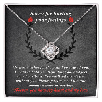 Message card with a hint of Halloween, sorry for hurting your feelings, comes with love knot necklace a luxury jewelry box. Printed and shipped from USA