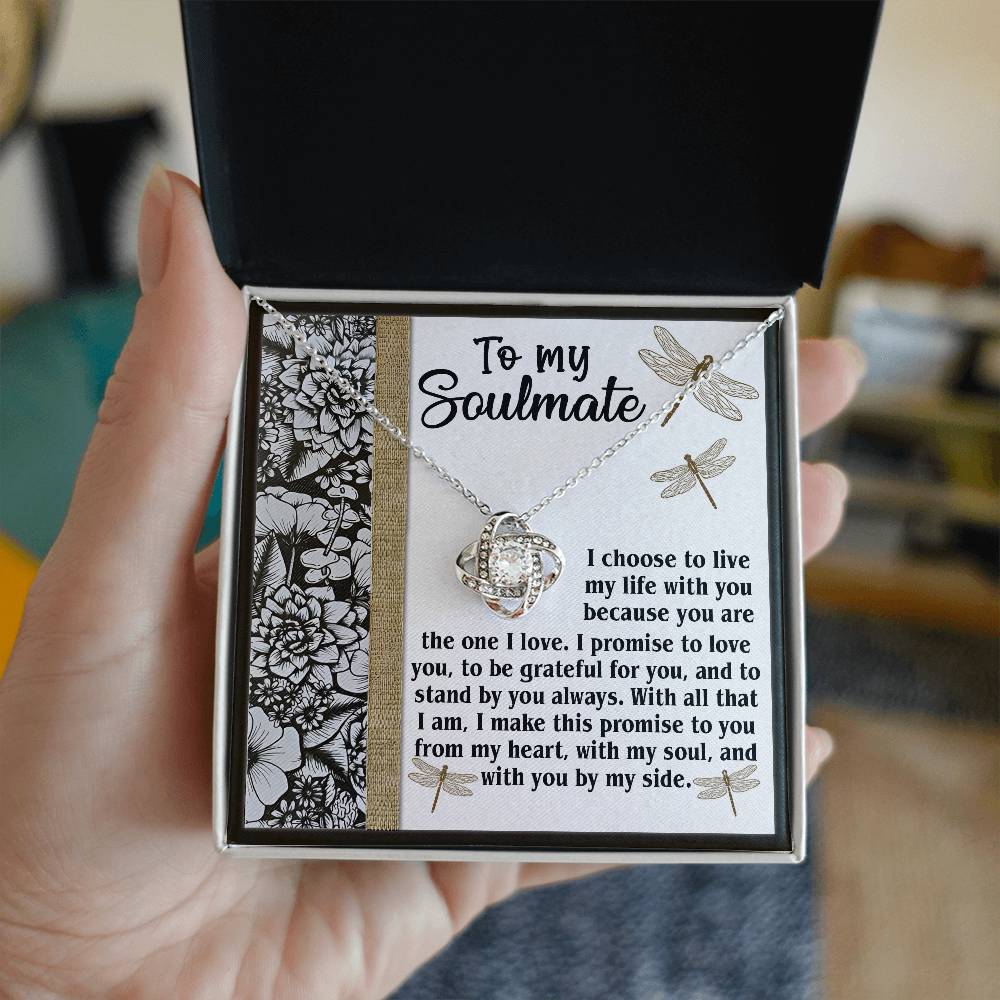 Beautifully crafted message card from him to her  for birthday, Christmas, wedding and any other anniversary. Comes with Love knot pendant necklace. Printed and shipped from USA.