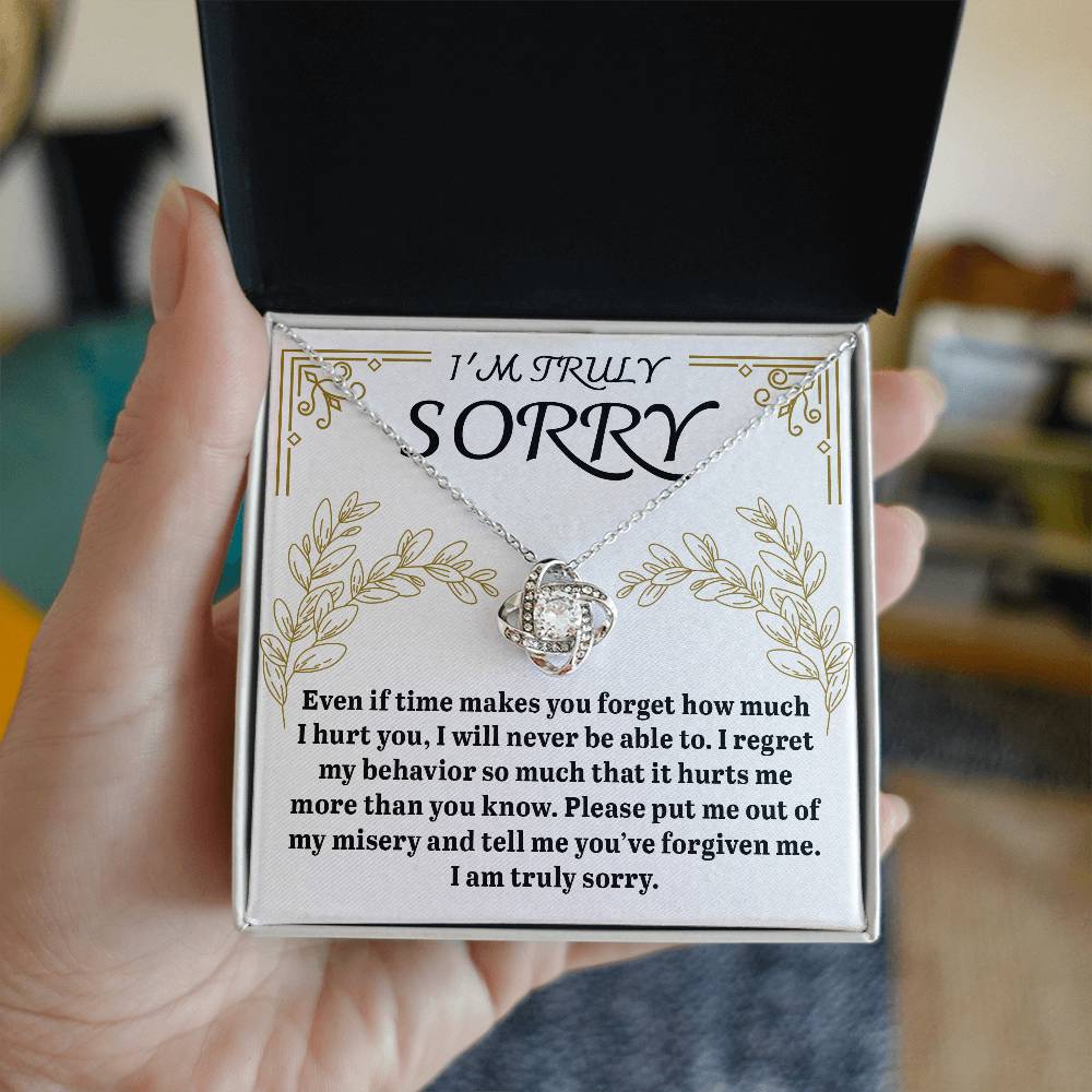 Letter of apology to the one that I have hurt so badly, includes a love knot pendant necklace. Printed and shipped from USA