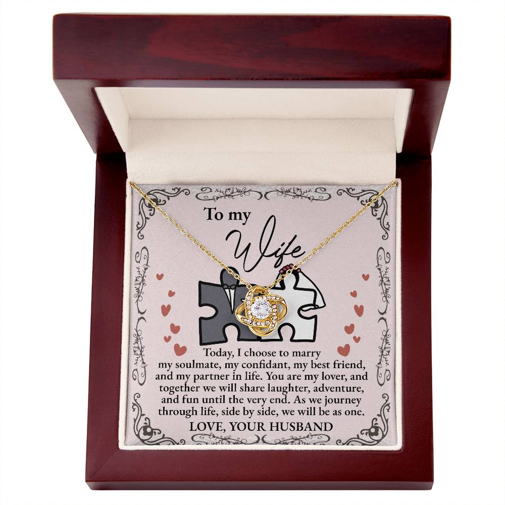 To my wife to be, lovely gift of love knot pendant necklace to gift her on your wedding day.