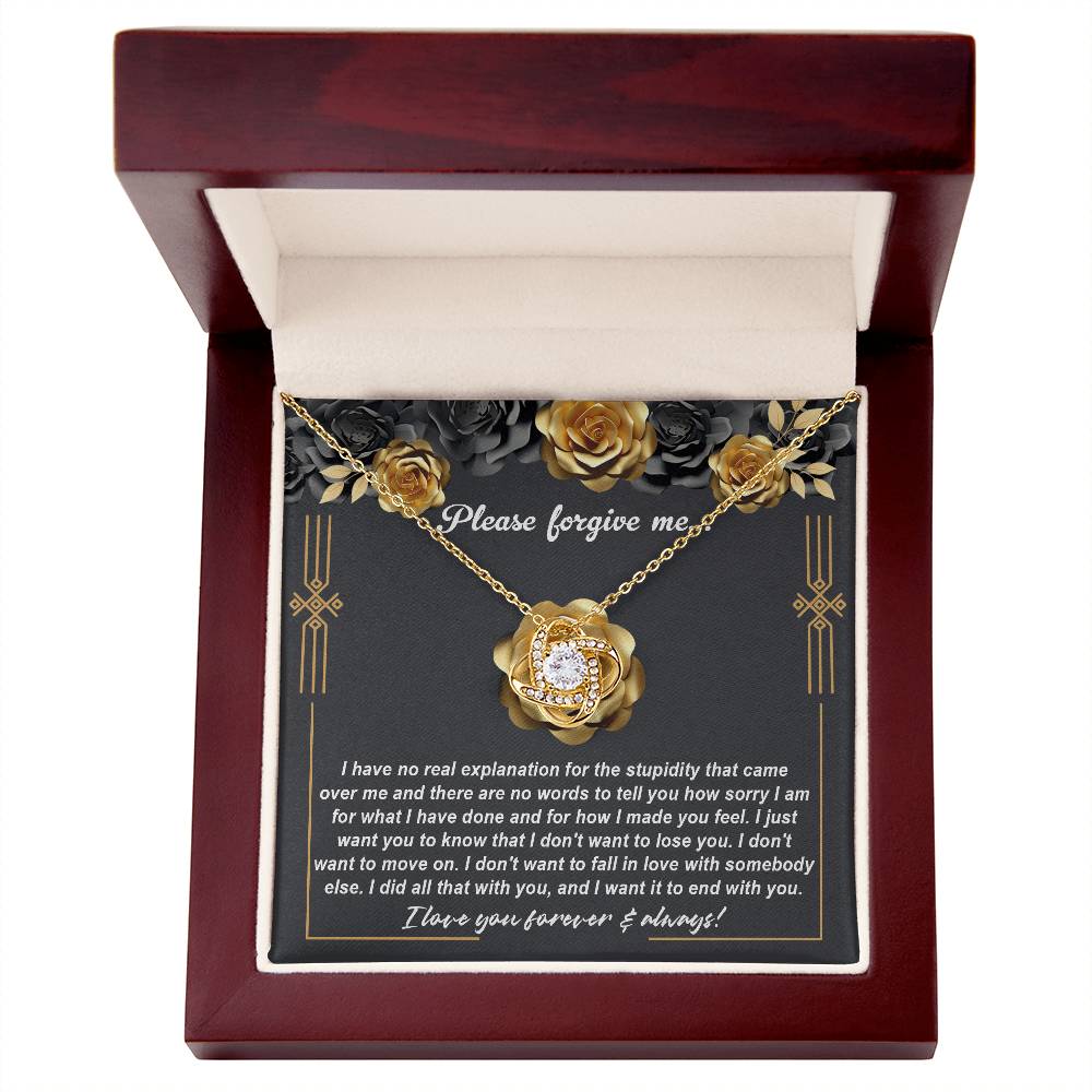 Please forgive me, apology message card with love knot necklace, printed and shipped from USA.