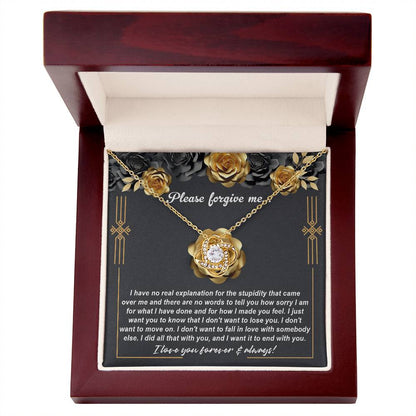 Please forgive me, apology message card with love knot necklace, printed and shipped from USA.