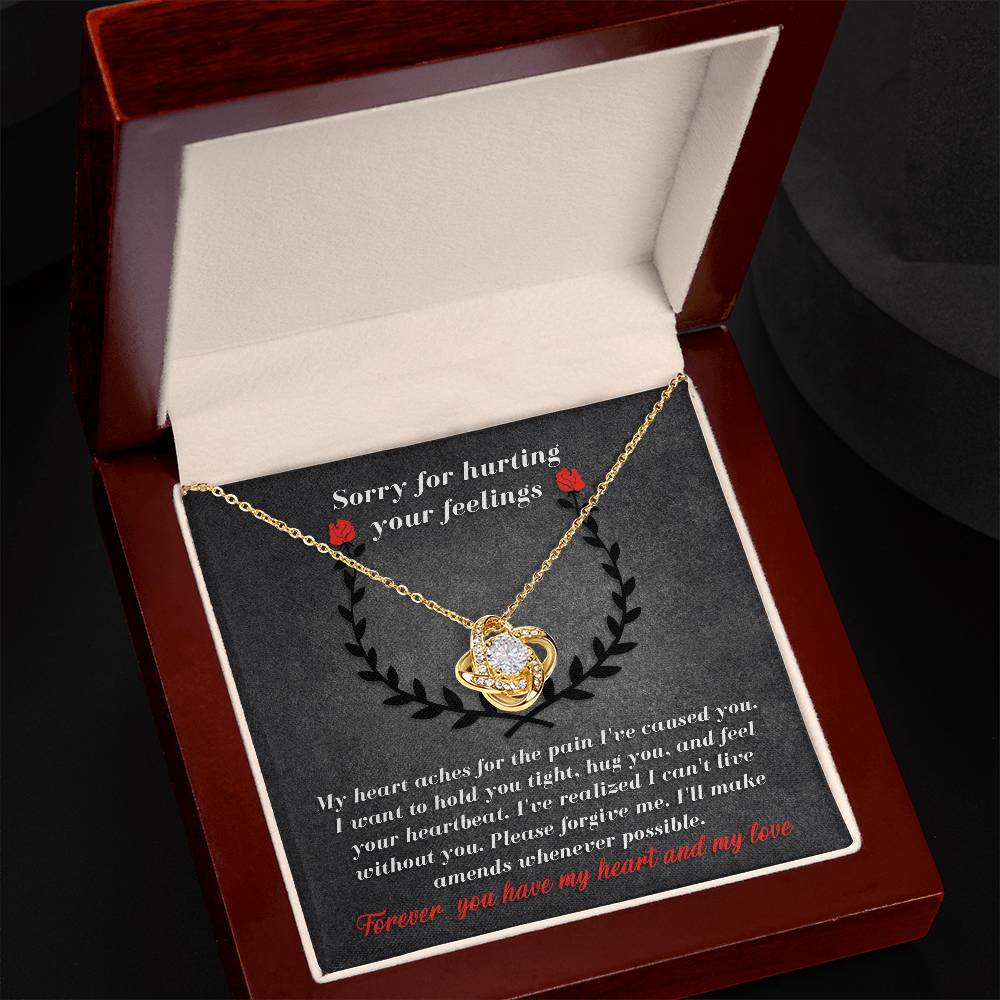 Message card with a hint of Halloween, sorry for hurting your feelings, comes with love knot necklace a luxury jewelry box. Printed and shipped from USA