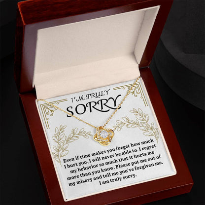 Letter of apology to the one that I have hurt so badly, includes a love knot pendant necklace. Printed and shipped from USA