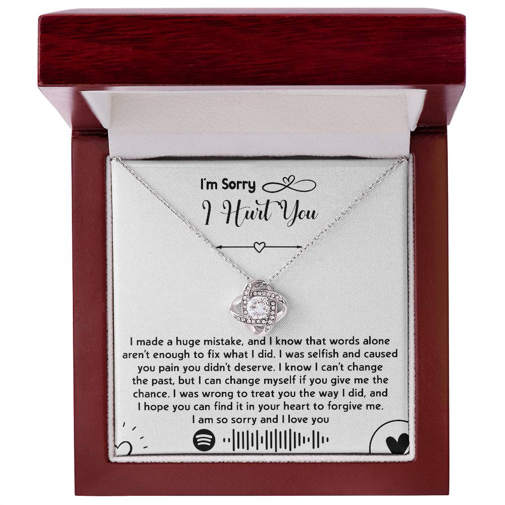 I´m so sorry for my mistakes, apologize with this beautiful love knot pendant necklace that will melt her heart, comes with message card.