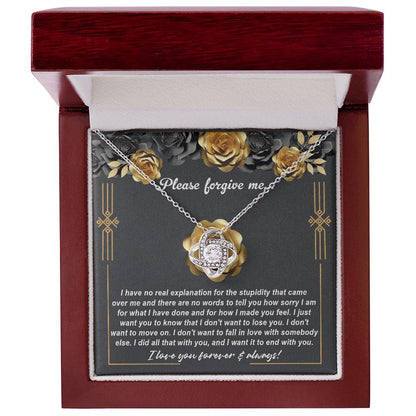 Please forgive me, apology message card with love knot necklace, printed and shipped from USA.