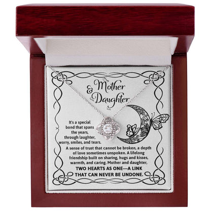 Mother and daughter, two hearts as one, beautiful necklace with message card from mother or daughter.