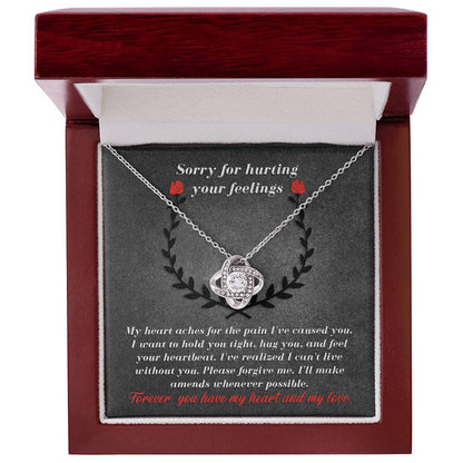 Message card with a hint of Halloween, sorry for hurting your feelings, comes with love knot necklace a luxury jewelry box. Printed and shipped from USA