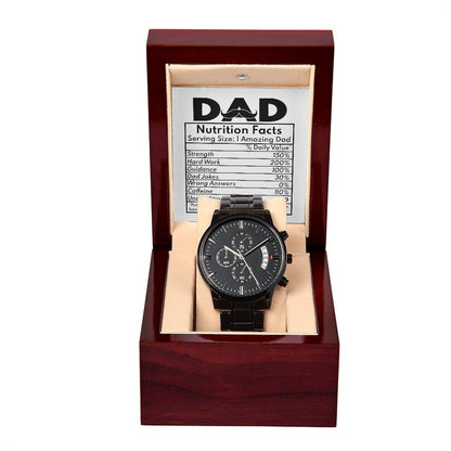 A special message card for Dad on father´s day or birthday celebration. This funny but witty gift will surely bring a smile to his face, black chronograph watch.