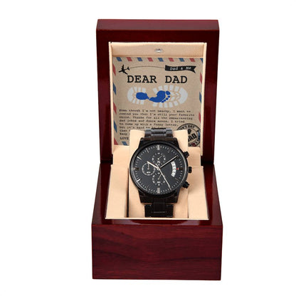 To my father, black chronograph watch perfect gift for dad on all special occasions.