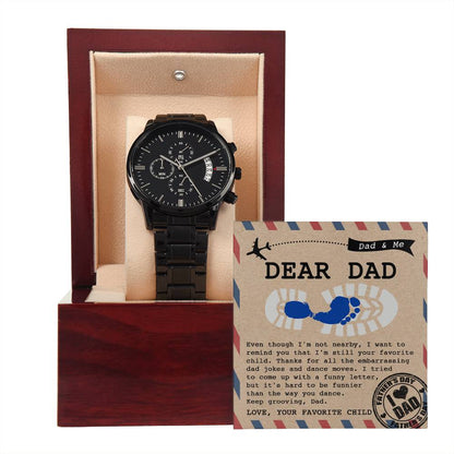 To my father, black chronograph watch perfect gift for dad on all special occasions.