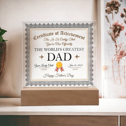 Father´s day gift idea. Celebrate Dad on birthday, father´s day and other anniversaries with this awesome message on square acrylic plaque printed and shipped from the US