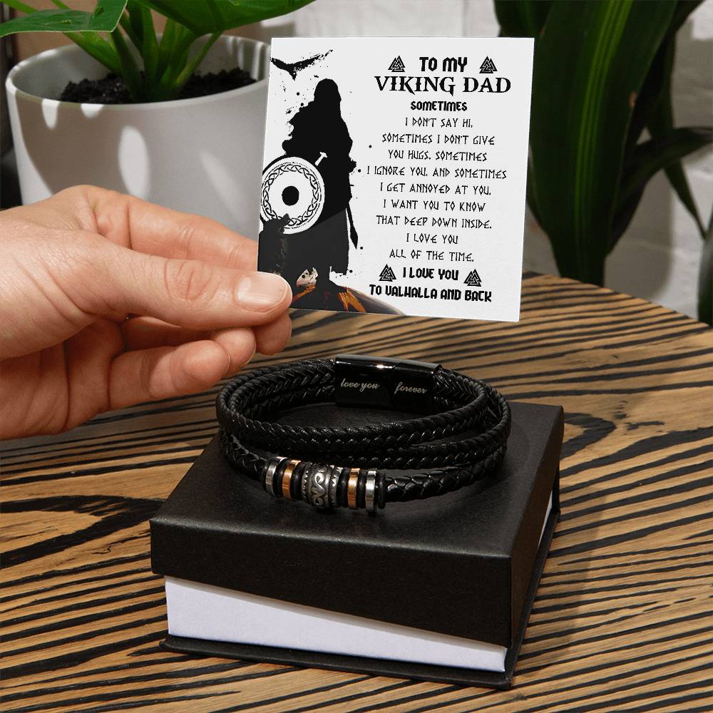 To my Viking Dad, , Message card gift with bracelet from son, daughter to commemorate dad on Father´s day.