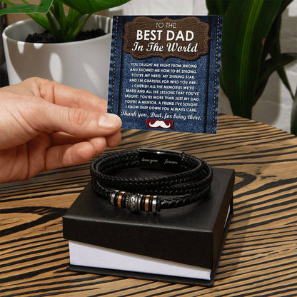 To my Dad, the best dad in the world, message card for dad with stainless steel beaded bracelet.