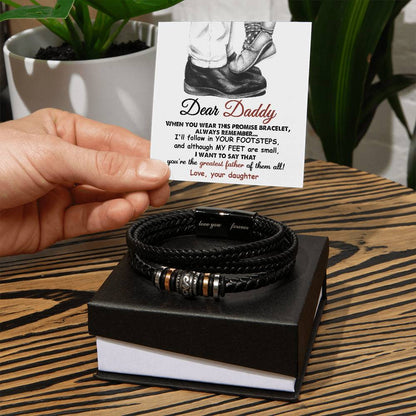 To my Dad, promise stainless steel with beads and vegan leather bracelet as special token for dad on father´s day or birthday.