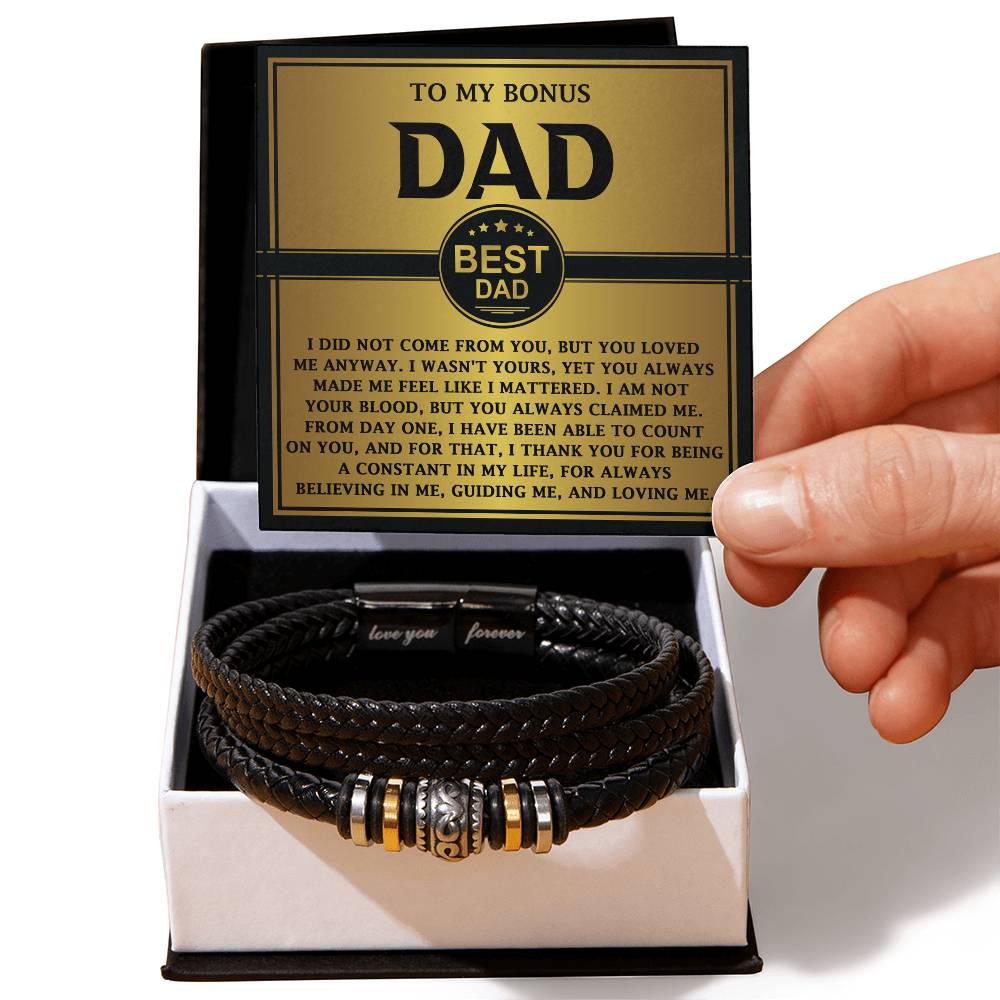 Love you forever bracelet for Bonus dad on message card.