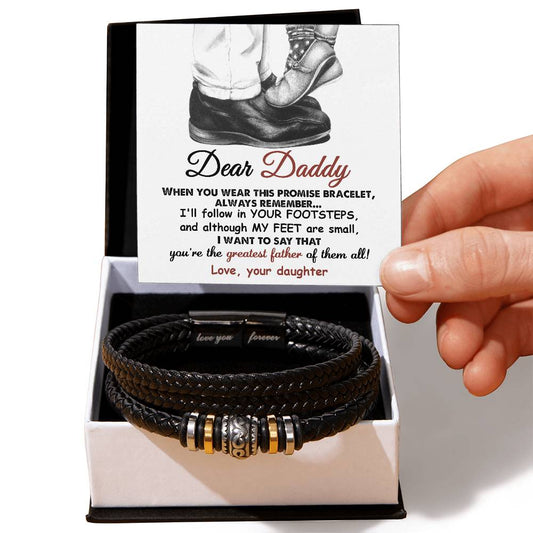 To my Dad, promise stainless steel with beads and vegan leather bracelet as special token for dad on father´s day or birthday.