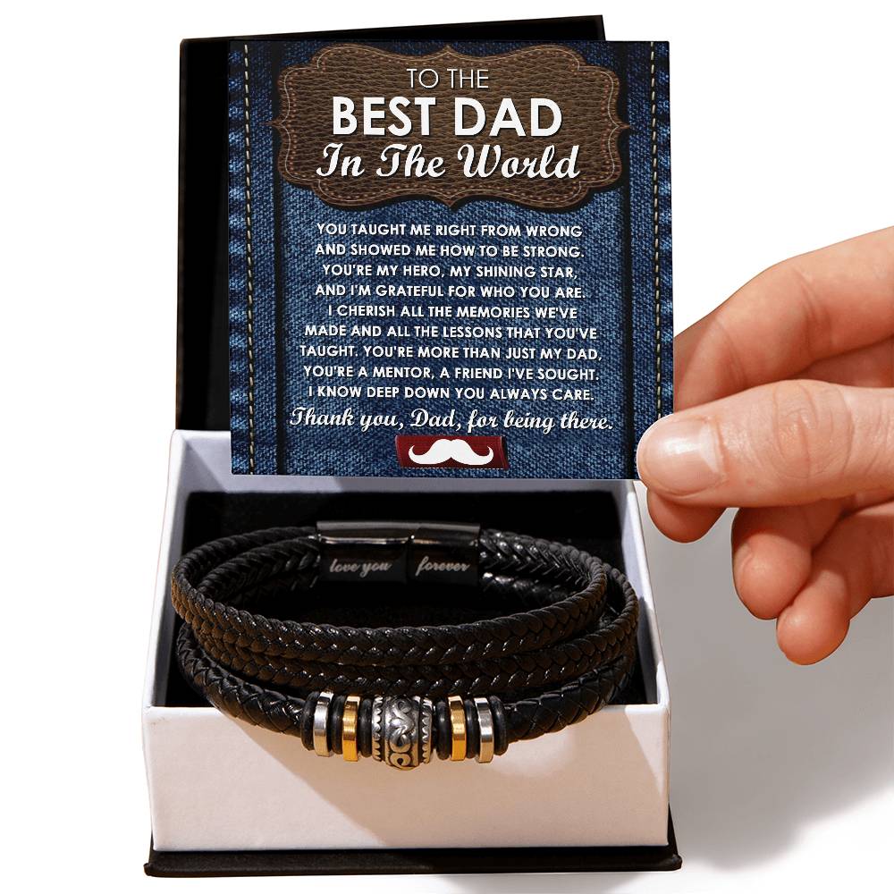 To my Dad, the best dad in the world, message card for dad with stainless steel beaded bracelet.