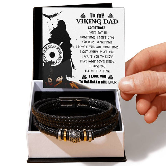 To my Viking Dad, , Message card gift with bracelet from son, daughter to commemorate dad on Father´s day.