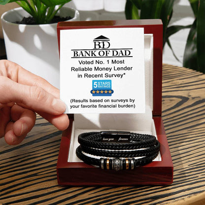 Father´s day gift for Dad, includes funny  gift card message and love you forever stailess steel bracelet with decorative beads.