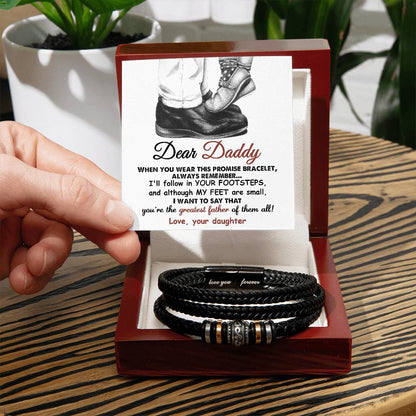 To my Dad, promise stainless steel with beads and vegan leather bracelet as special token for dad on father´s day or birthday.